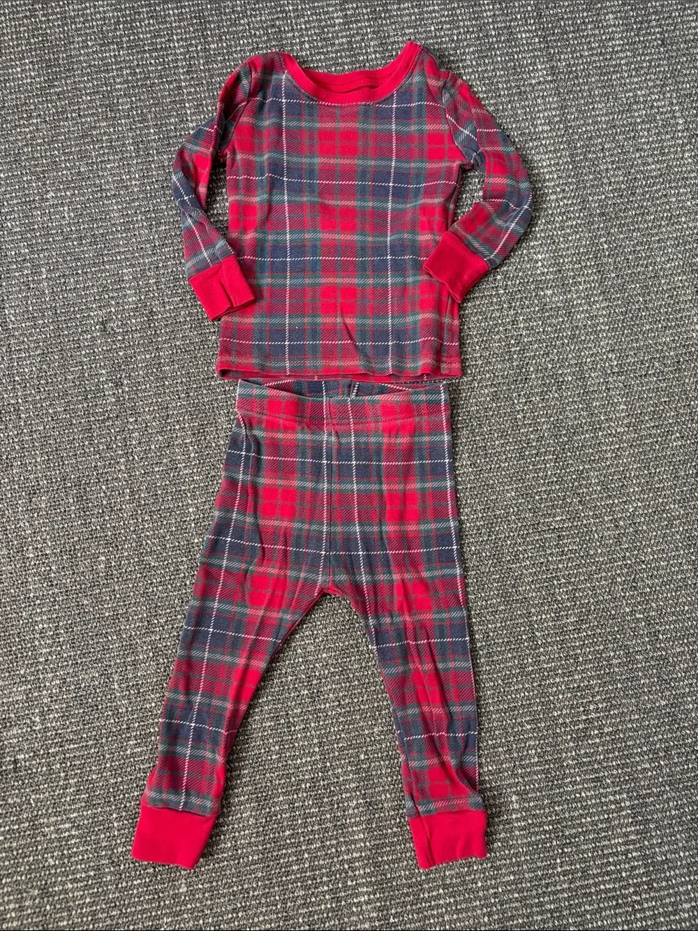 Old Navy Red and Navy Plaid Kids Pajama Set